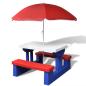 Preview: Kinder-Picknicktisch mit Bänken Sonnenschirm Mehrfarbig