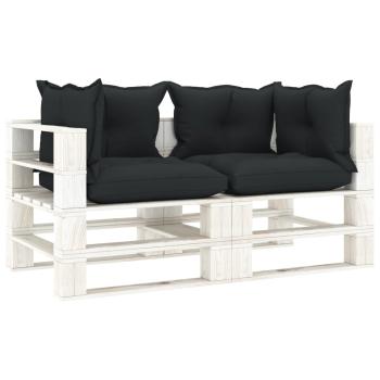 Garten-Palettensofa 2-Sitzer mit Kissen in Anthrazit Holz