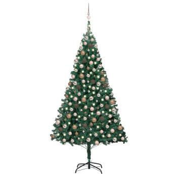 Künstlicher Weihnachtsbaum mit Beleuchtung & Kugeln Grün 210 cm
