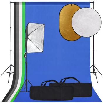 Fotostudio-Set mit Softbox, Hintergrund und Reflektor