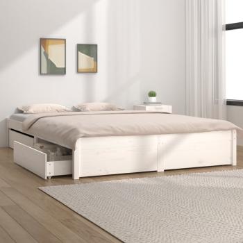 Bett mit mit Schubladen Weiß 140x190 cm