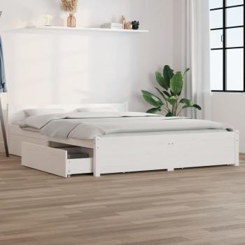 Bett mit Schubladen Weiß 140x200 cm