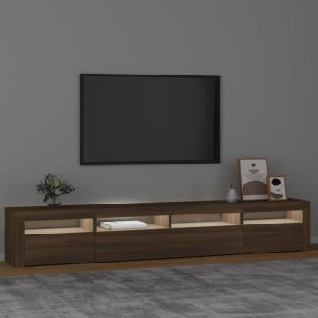 TV-Schrank mit LED-Leuchten Braun Eichen-Optik 240x35x40 cm