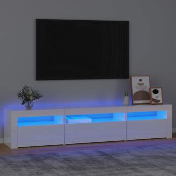 TV-Schrank mit LED-Leuchten Hochglanz-Weiß 195x35x40 cm