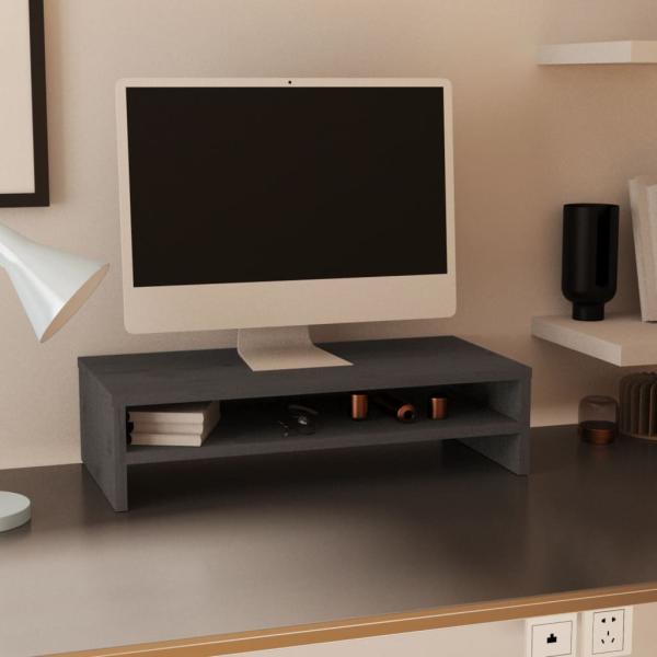 Monitorständer Grau 50x24x13 cm Massivholz Kiefer